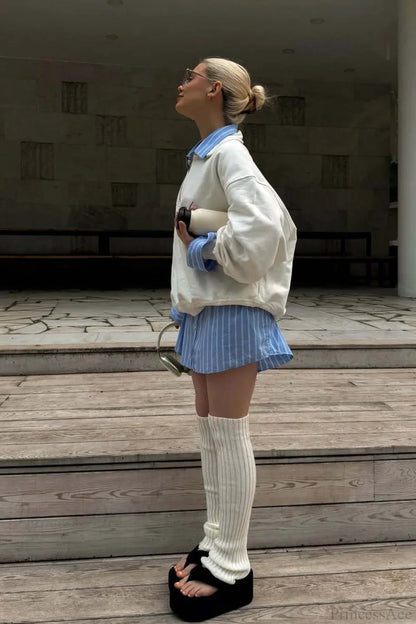 Cotton Letter Print Half-Zip Long Sleeve Sweatshirt