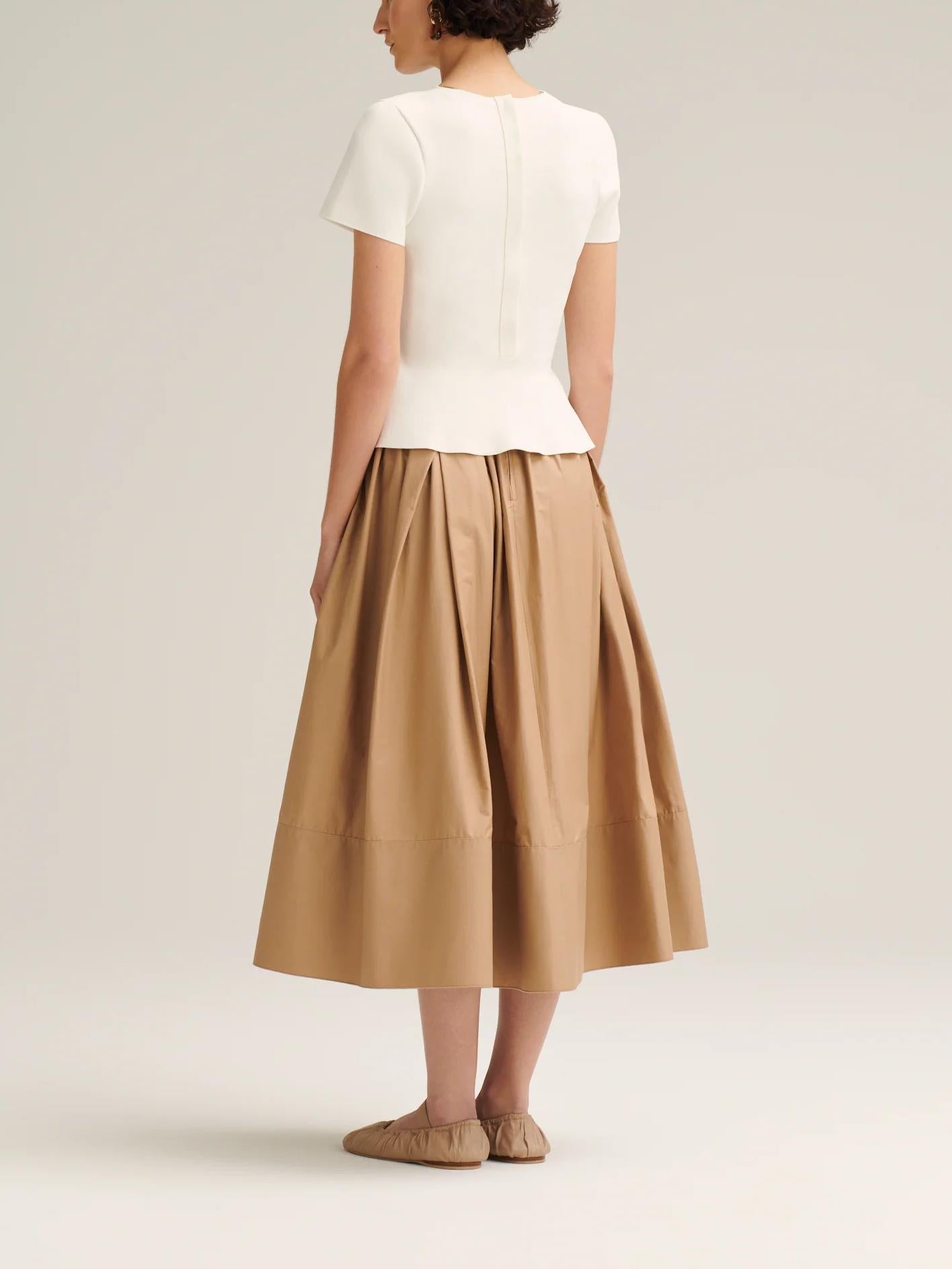 Crepe Knit Cravat Top & Pleated Suiting Maxi Skirt