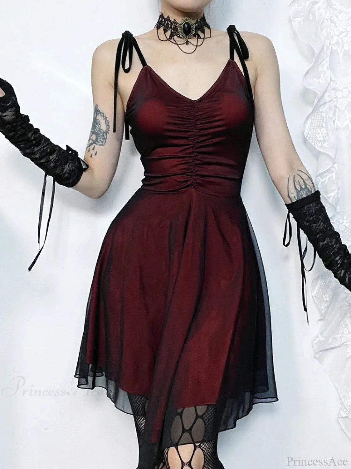 Crimson Thin-Strap Tiny Frock