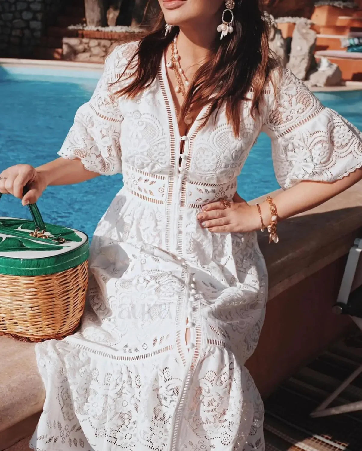 Crochet Knitted Set Boho Dress