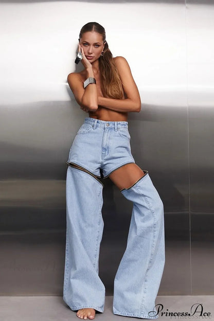 Cropped Zipper Panel Convertible Jeans