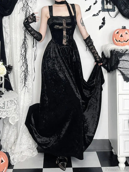 Cross Weave Patchwork Tall Waist Full Dress