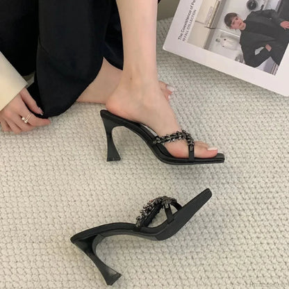 Crystal Gothic Sparkling Square Toe Tall Heel