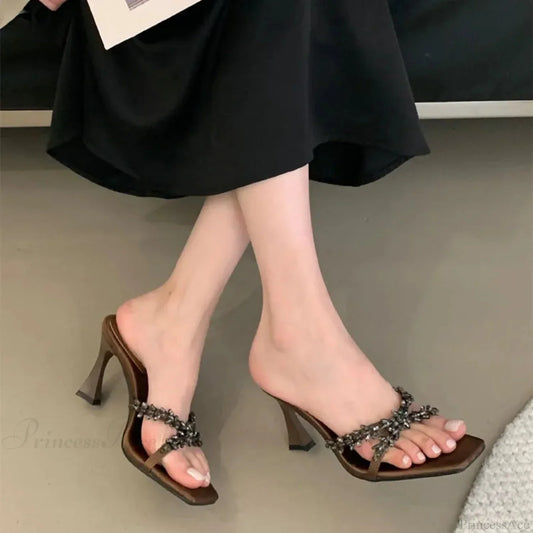 Crystal Gothic Sparkling Square Toe Tall Heel