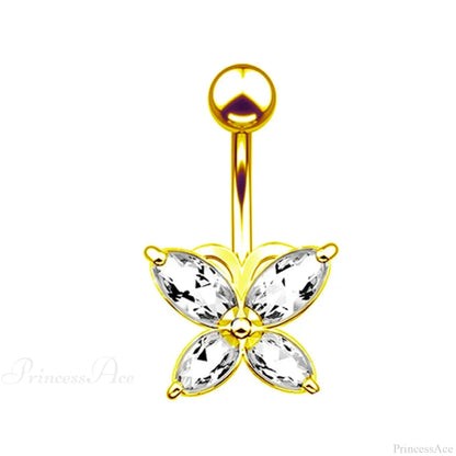 Crystal Heart Pink Gothic Belly Ring