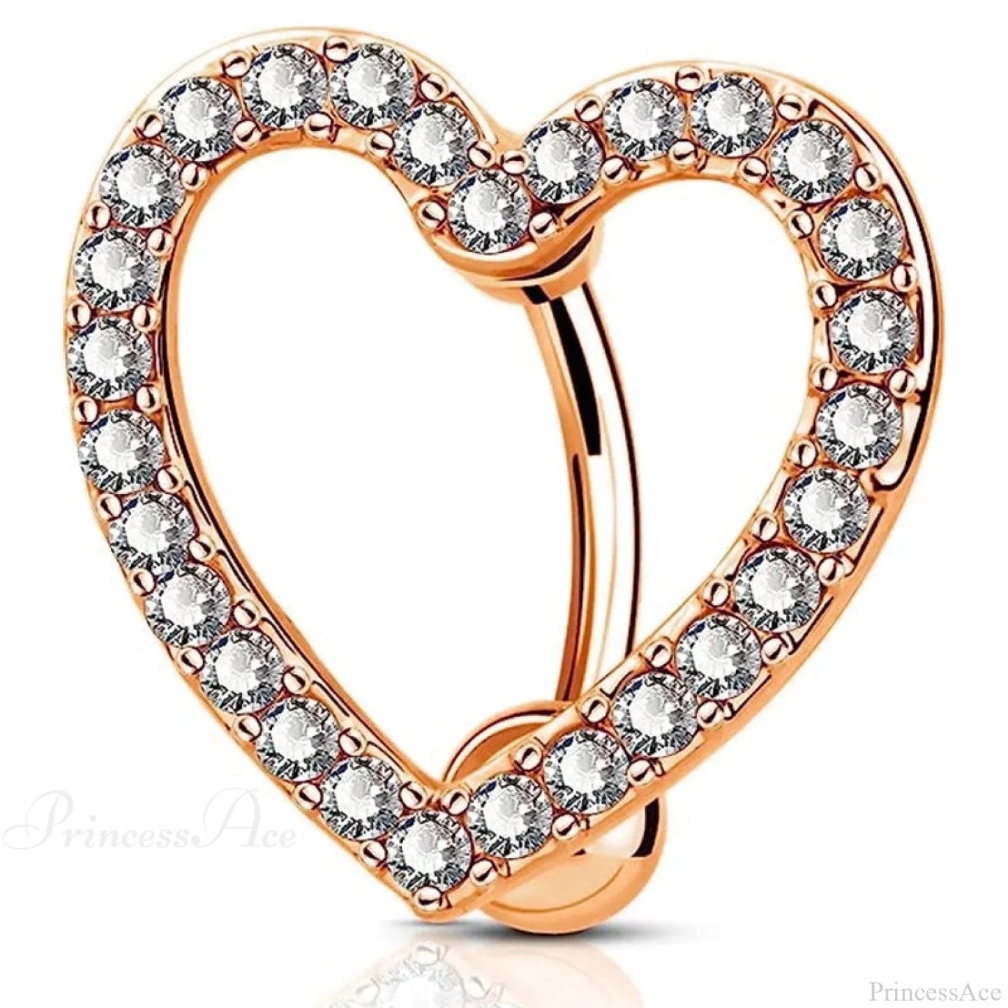 Crystal Heart Pink Gothic Belly Ring