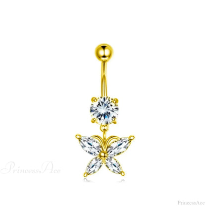 Crystal Heart Pink Gothic Belly Ring