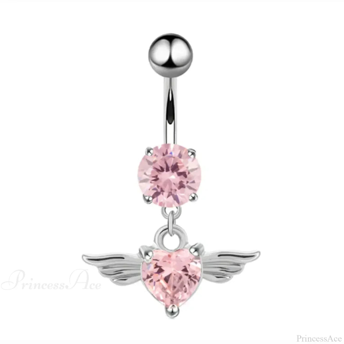 Crystal Heart Pink Gothic Belly Ring