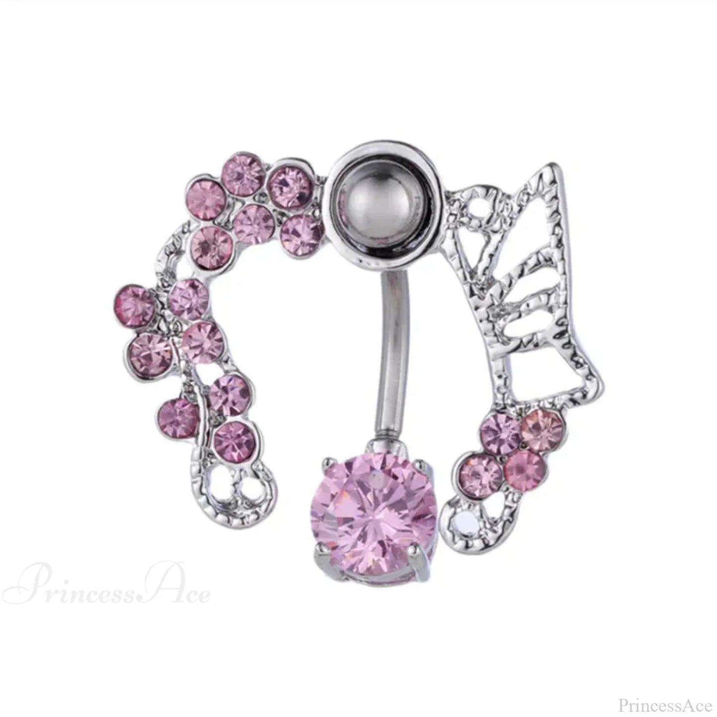 Crystal Heart Pink Gothic Belly Ring
