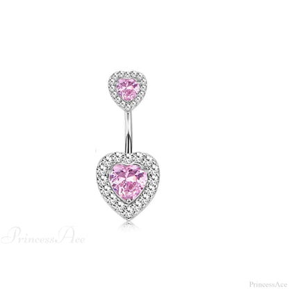 Crystal Heart Pink Gothic Belly Ring