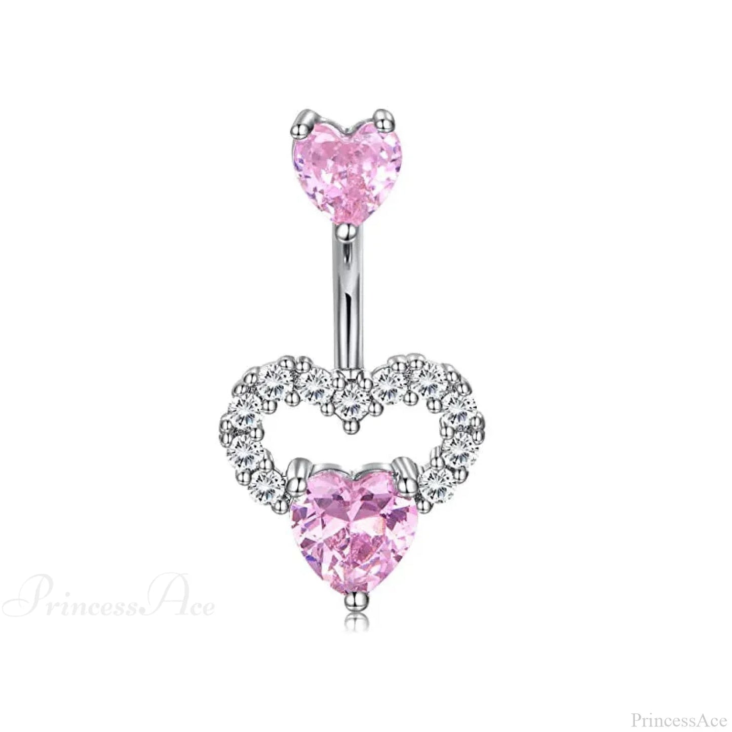 Crystal Heart Pink Gothic Belly Ring