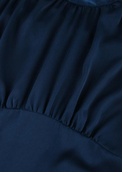 Navy Long Sleeve High Collar Dress
