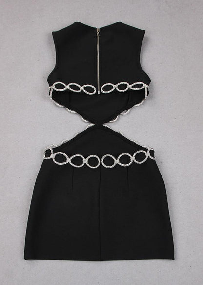 Rhinestone-Embellished Cut-Out Bandage Dress
