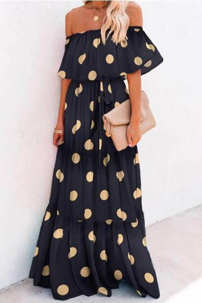 Chest Wrap Printed Full Skirt Dress