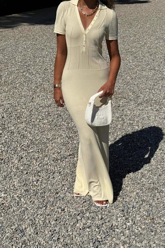 Short Sleeve Slim Fit Maxi Dress