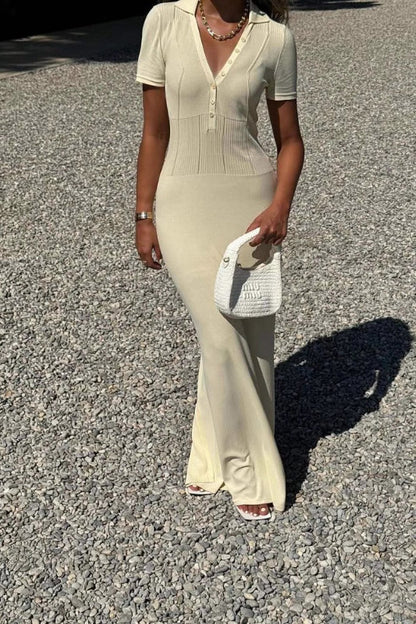 Short Sleeve Slim Fit Maxi Dress