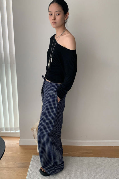 Loose Fit Checkered Casual Pants