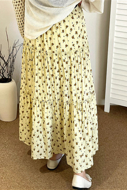 Plus Size Floral High Waist Tiered Skirt