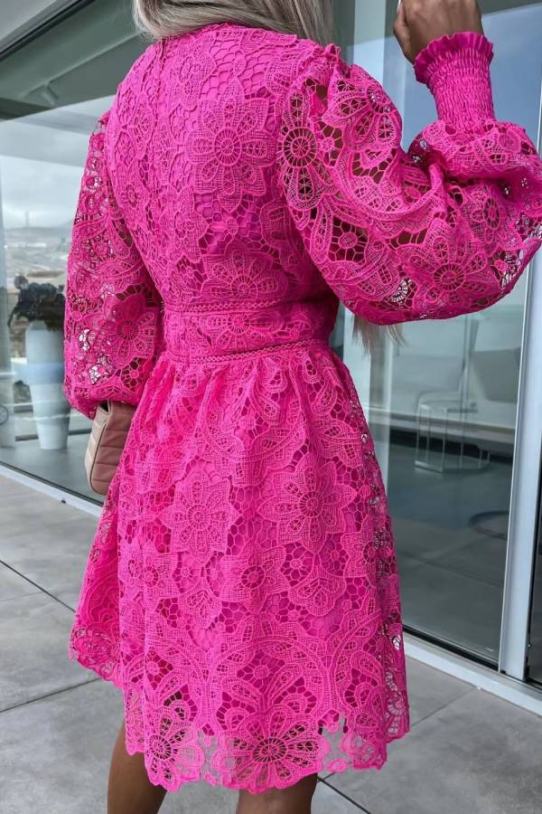 Sexy hollow water-soluble lace lace temperament commuter dress