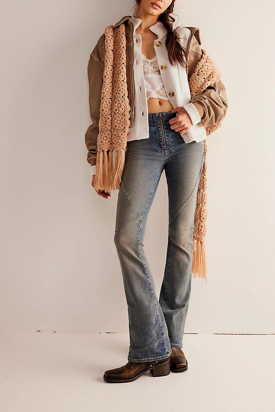 Knitted Jacket Stand Collar Solid Color Cardigan Sweater