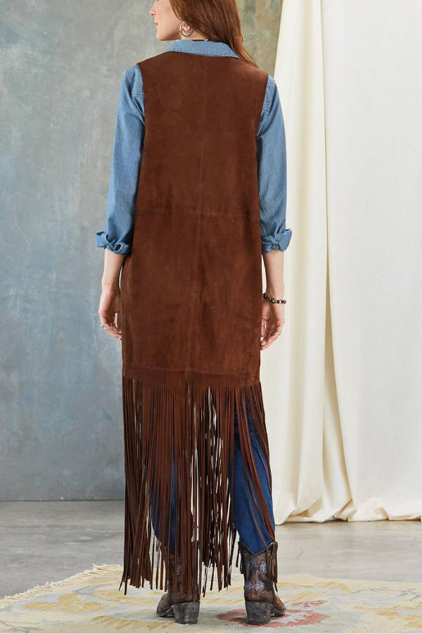 Fashionable Tassel Horse Slim Fit Sleeveless Vest Cape Coat