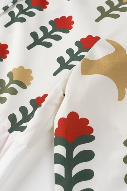 Positioning Plant Leaf Print Long Dress