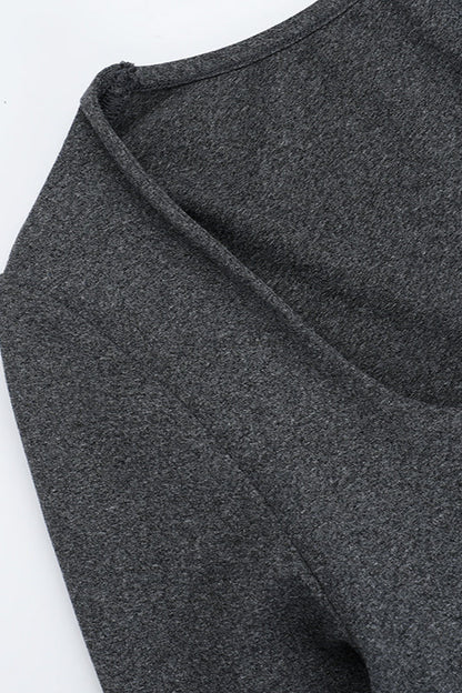 Fitted Round Neck Long Sleeve Maxi Dress