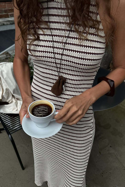 Stripe Color Block Knit Cami Loose Straight Maxi Dress