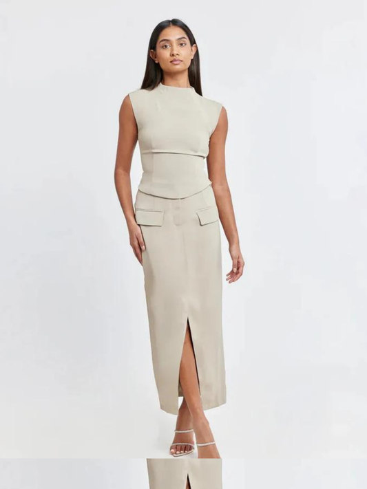 Slim Fit Vest & Skirt Matching Suit