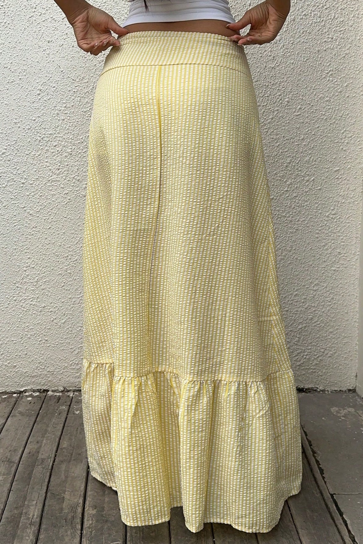 High Waist Striped Flared Casual Skirt