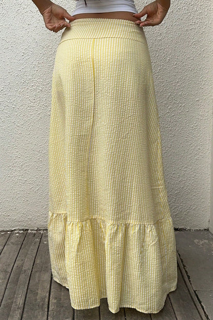 High Waist Striped Flared Casual Skirt