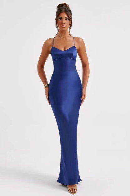 Back Tie Spaghetti Strap Formal Dress