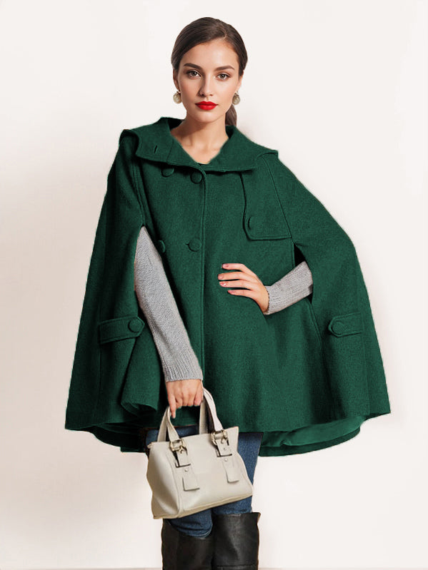 Camel Hooded Woolen Cape Coat For Women Oversized Poncho Winter Outerwear 2026