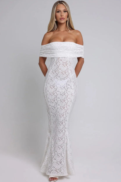 Sexy Floral Lace Backless Lace Dress