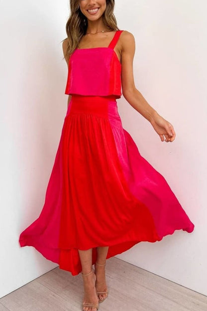 Fashion Color Matching Casual Two-piece Set