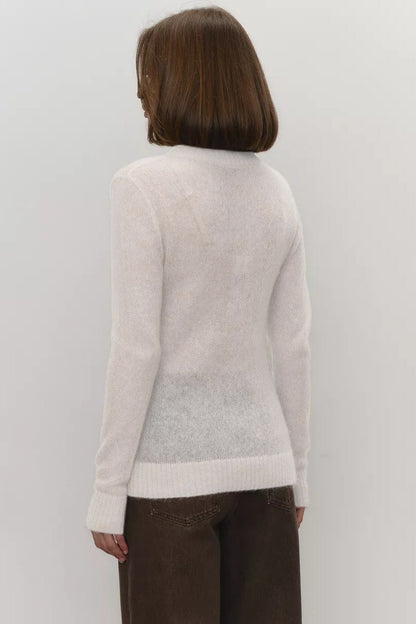 Sheer Blend Round Neck Knit Top