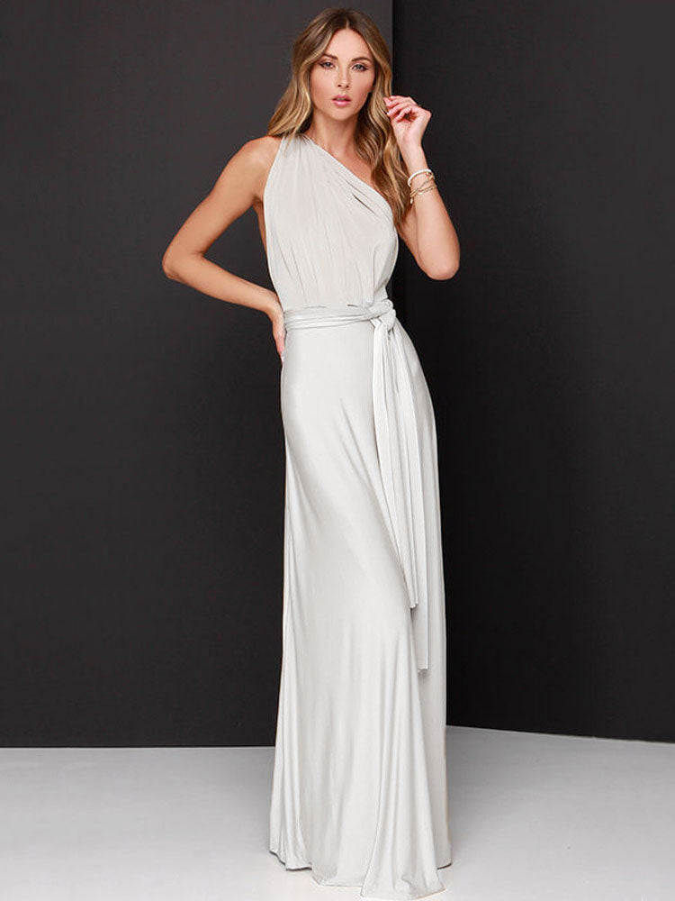 Convertible Women Sleeveless Maxi Dress - Multiway Solid Color Backless Gown - Summer Beach Wedding Bridesmaid Dress 2026