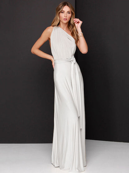 Convertible Women Sleeveless Maxi Dress - Multiway Solid Color Backless Gown - Summer Beach Wedding Bridesmaid Dress 2026