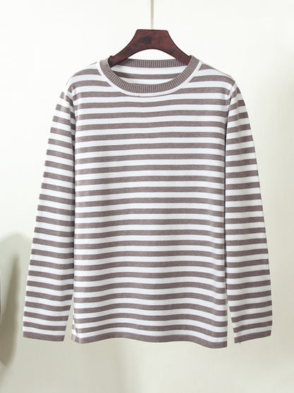 Striped Crew Neck Knit Sweater