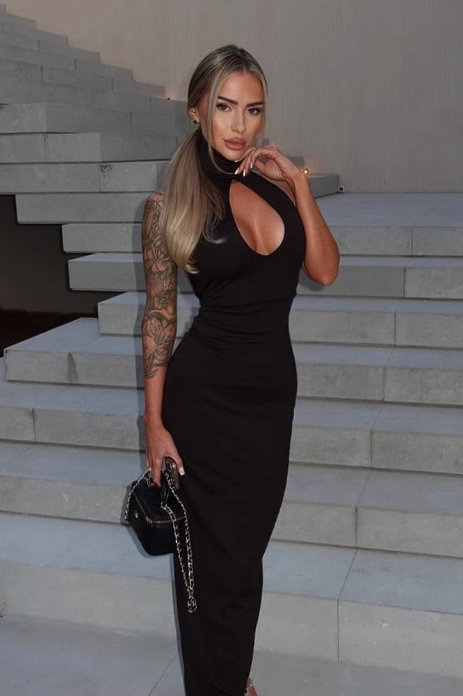 Sleeveless Cutout Stretchy Maxi Dress