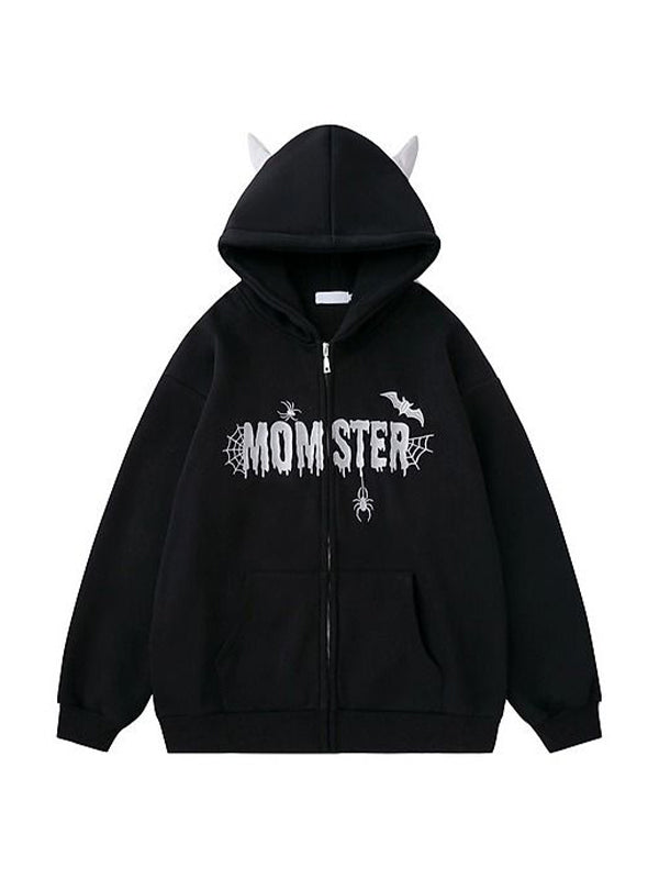 Street Spider Embroidered Devil Styling Oversized Hoodie