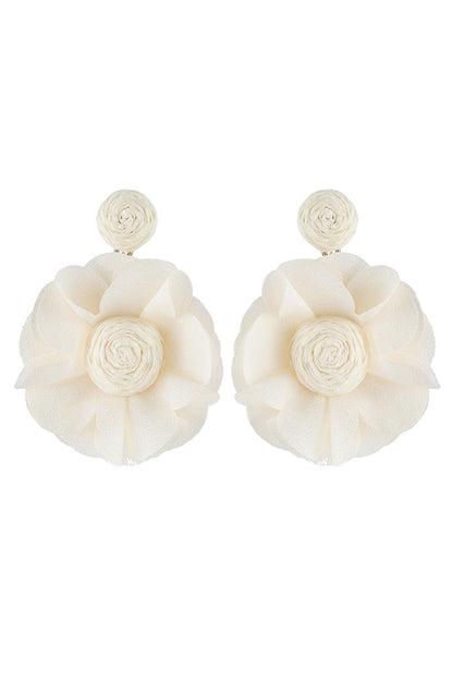 Bohemian Resort Style Fabric Flower Earrings