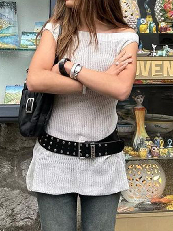 White Off Shoulder Knit Slim Mini Dress