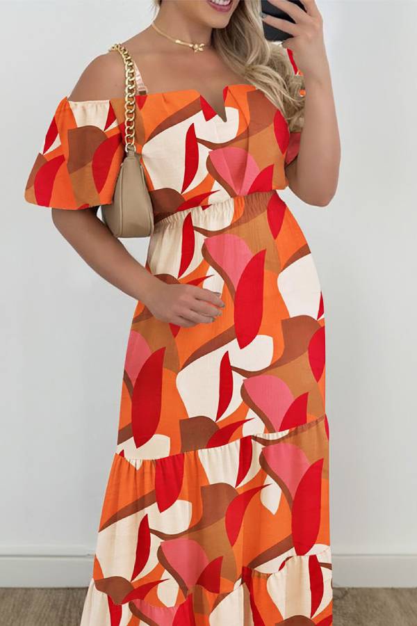 High waisted contrast color one shoulder short sleeve dress