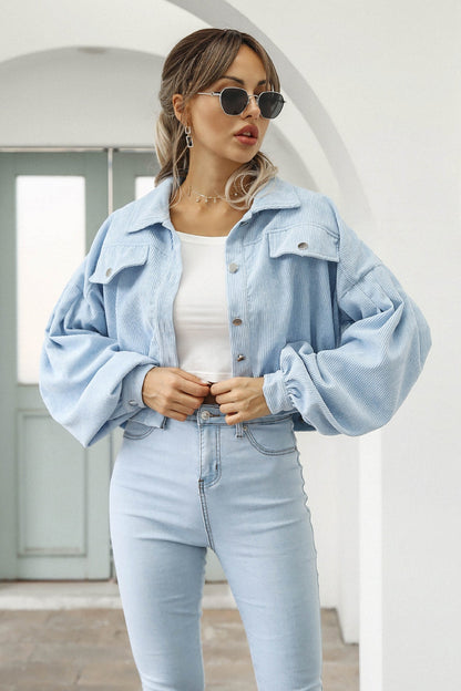 Button Up Corduroy Short Jacket