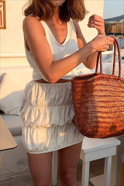 Casual High Waist Ruched Skirt