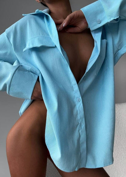Glacier Ease - Oversized Button-Up Shirt