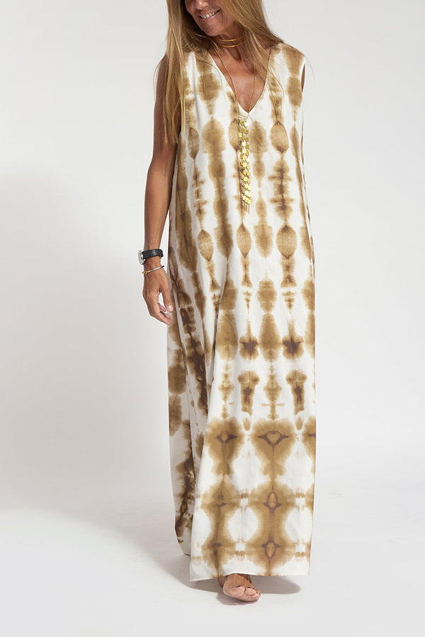 Turquoise print fluid dress