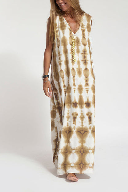 Turquoise print fluid dress