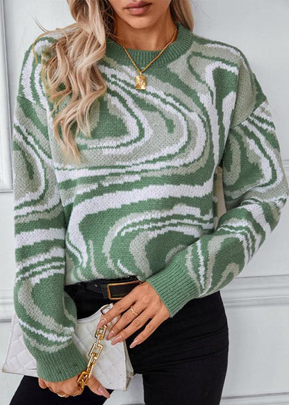 Swirling Pattern Jacquard Sweater